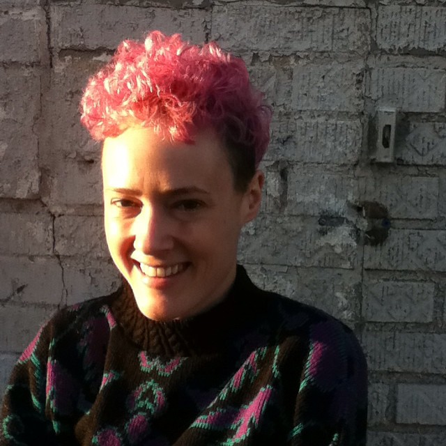 double process pink on curly short hair 