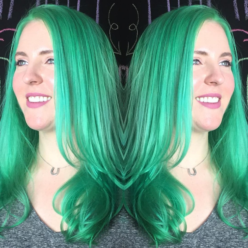Kristin Jackson did a full #doubleprocess to achieve this green with envy color