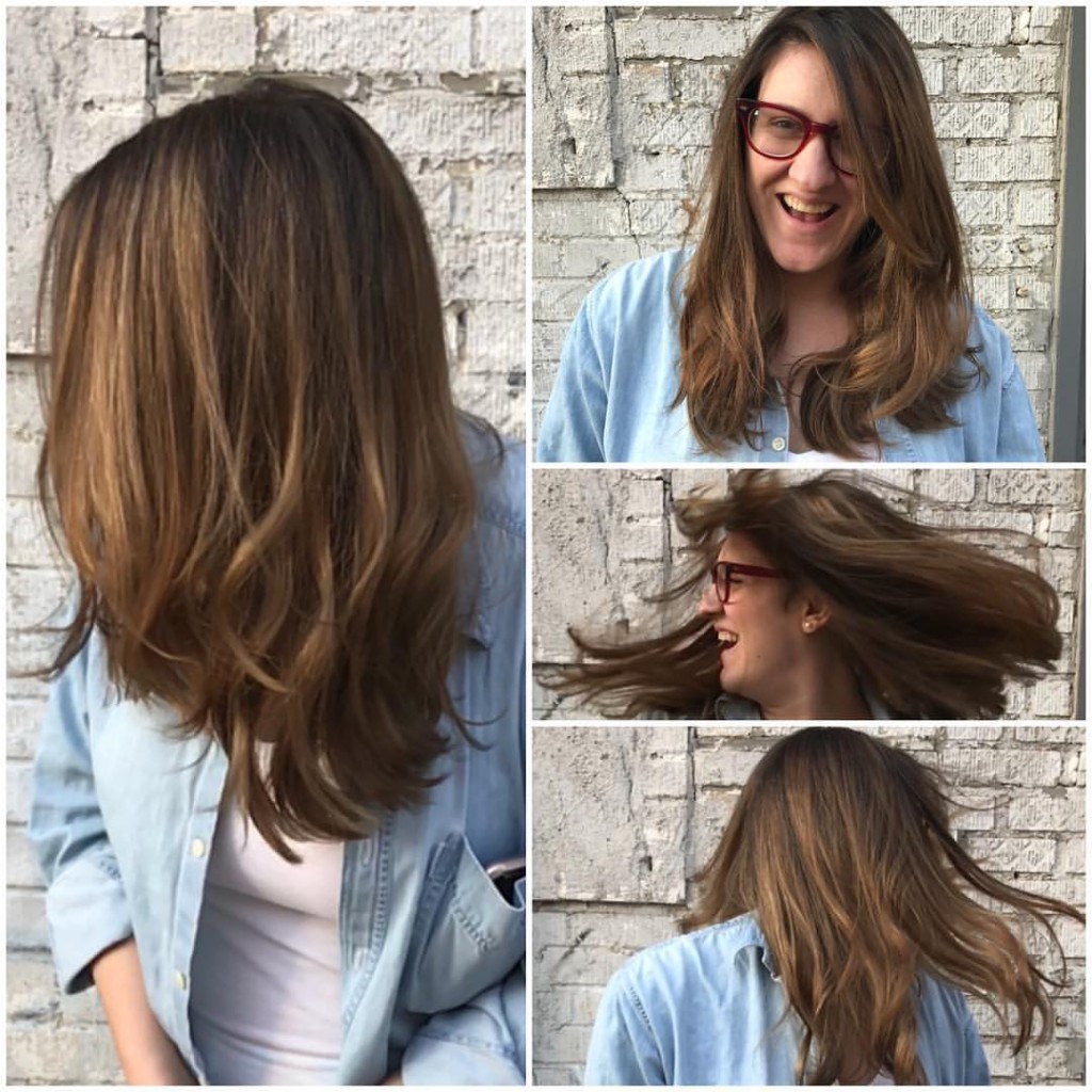Kristin Jackson Did this full balayage to help lighten the strands and blend gray hair. Say bye-bye grays!
