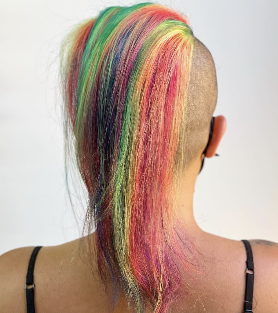 Neon rainbow hair color