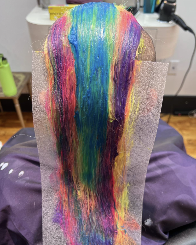 Neon rainbow hair
